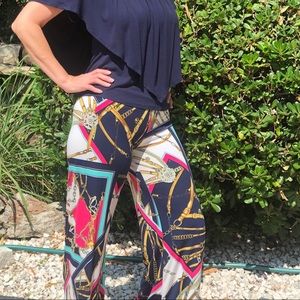 Navy/White - Palazzo Pant